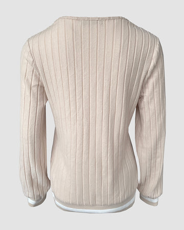 V Neck Long Sleeve Pit Stripe Causal T shirt
